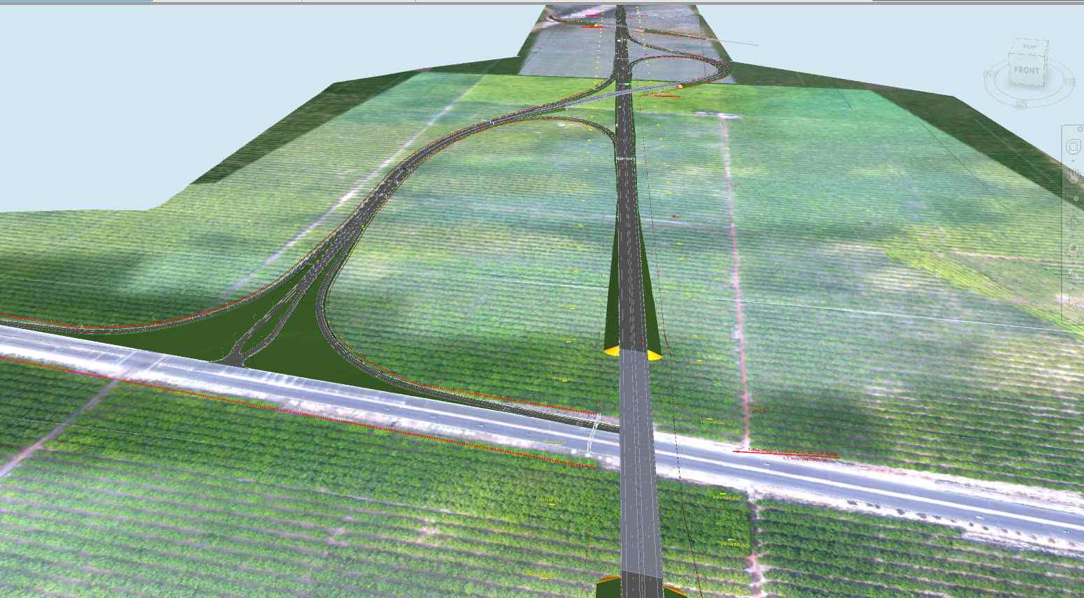 Phối cảnh nút giao của cao tốc với đường tạo lực Bắc Tân Uyên - Phú Giáo - Bàu Bàng và đường ĐT 750. Ảnh: Đình Trọng