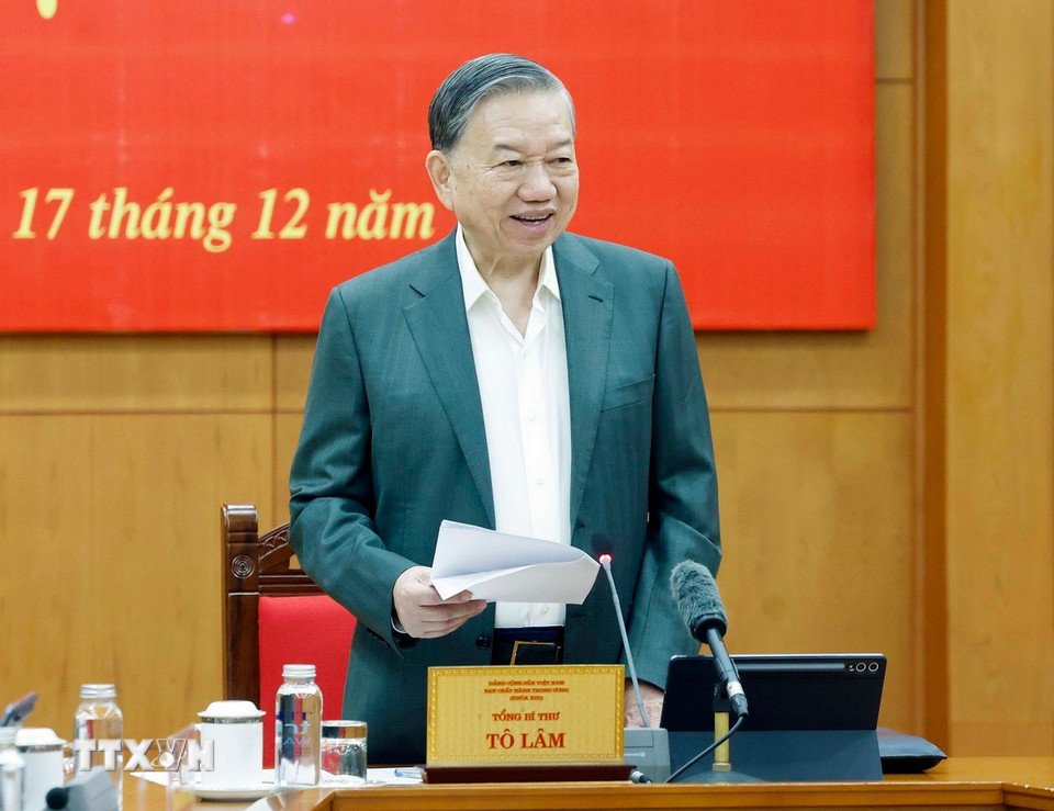 Tổng Bí thư Tô Lâm phát biểu tại phiên họp. Ảnh: TTXVN