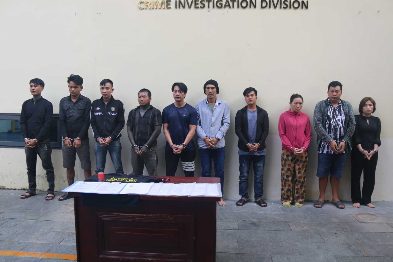 Các đối tượng trong đường dây bị khởi tố. Ảnh: Công an