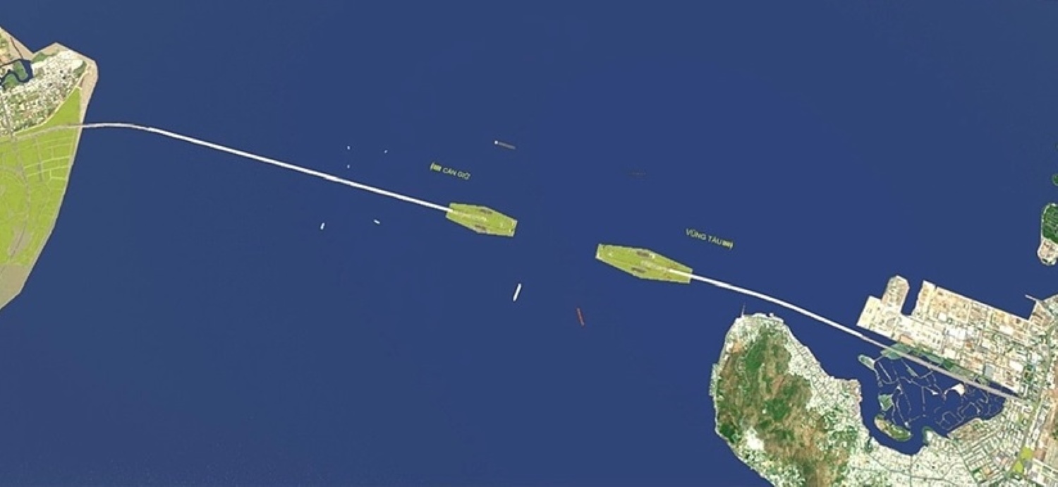 Phương án thiết kế tuyến đường vượt biển Cần Giờ - Vũng Tàu với đoạn hầm ngầm dưới biển. Ảnh: Sở Xây dựng TPHCM