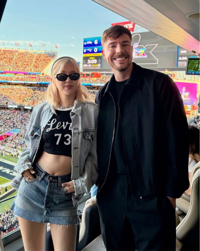 Rosé và MrBeast gặp gỡ. Ảnh: Lotte