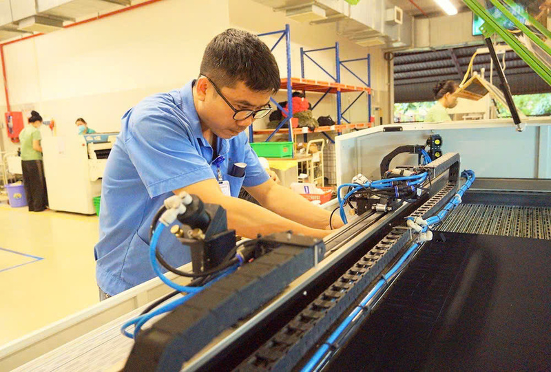 Tại Công ty TNHH Mountech Bình Định, hơn 700 lao động đã quay trở lại làm việc đầy đủ ngay sau kỳ nghỉ tết Nguyên đán. Ảnh: ĐVCC