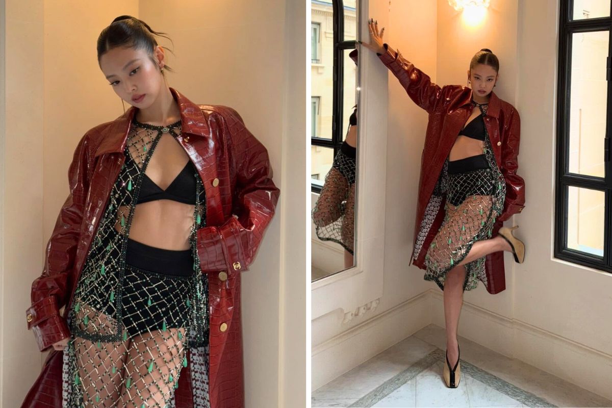 Jennie bổ sung thêm áo khoác sau khi kết show. Ảnh: Lotte