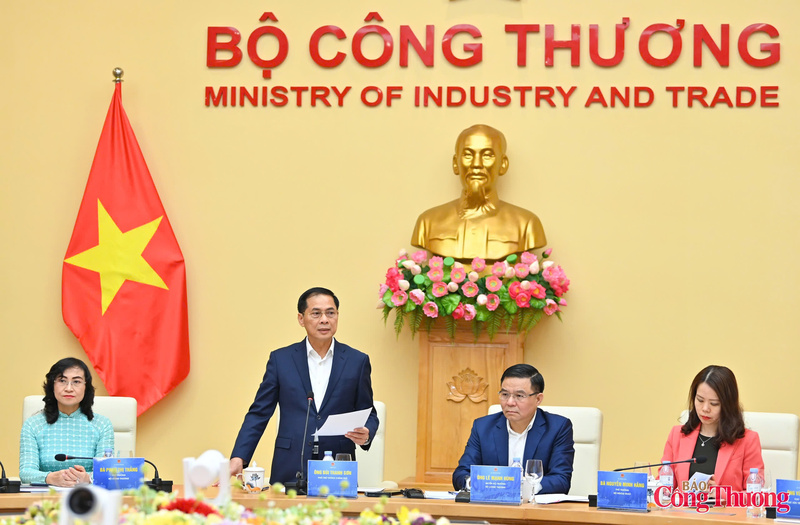 Phó Thủ tướng Chính phủ Bùi Thanh Sơn phát biểu chỉ đạo tại lễ khai trương Nền tảng số về phát triển thị trường nước ngoài.