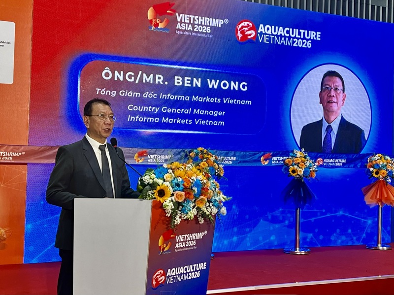 Ông Ben Wong, Tổng Giám đốc Informa Markets Vietnam đơn vị tổ chức phát biểu tại triển lãm. Ảnh: Phương Hoa