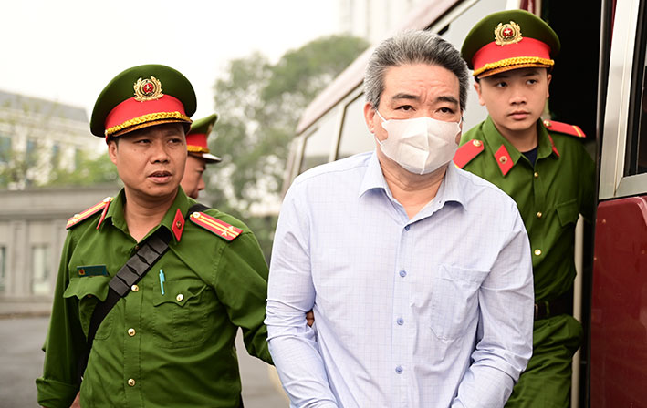 Bị cáo Nguyễn Hoàng Dân - người chỉ đạo đưa hối lộ 200.000 USD cho Hoàng Văn Thắng, trong dự án Bản Mồng, Nghệ An. Ảnh: Quang Việt