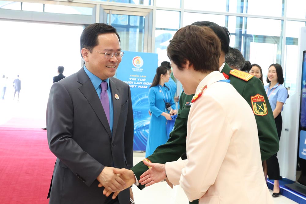 Ủy viên Trung ương Đảng, Chủ tịch Tổng Liên đoàn Lao động Việt Nam Nguyễn Anh Tuấn tới dự lễ khai mạc Đại hội XIV Công đoàn Việt Nam nhiệm kỳ 2026 - 2031 sáng 4.6. Ảnh: Hải Nguyễn