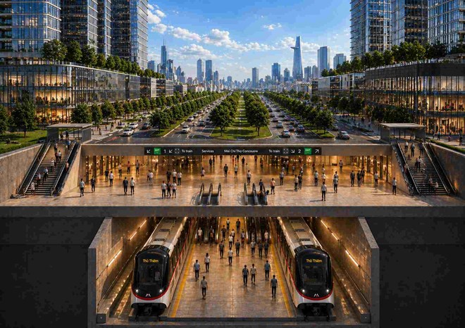 Phối cảnh ga ngầm Metro Bến Thành - Thủ Thiêm dưới đường Mai Chí Thọ. Ảnh: Nhà đầu tư