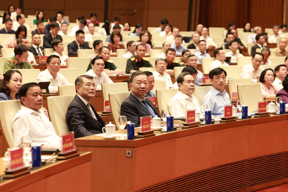 Tổng Bí thư, Chủ tịch nước Tô Lâm và các lãnh đạo Đảng, Nhà nước dự Hội nghị. Ảnh: Hải Nguyễn
