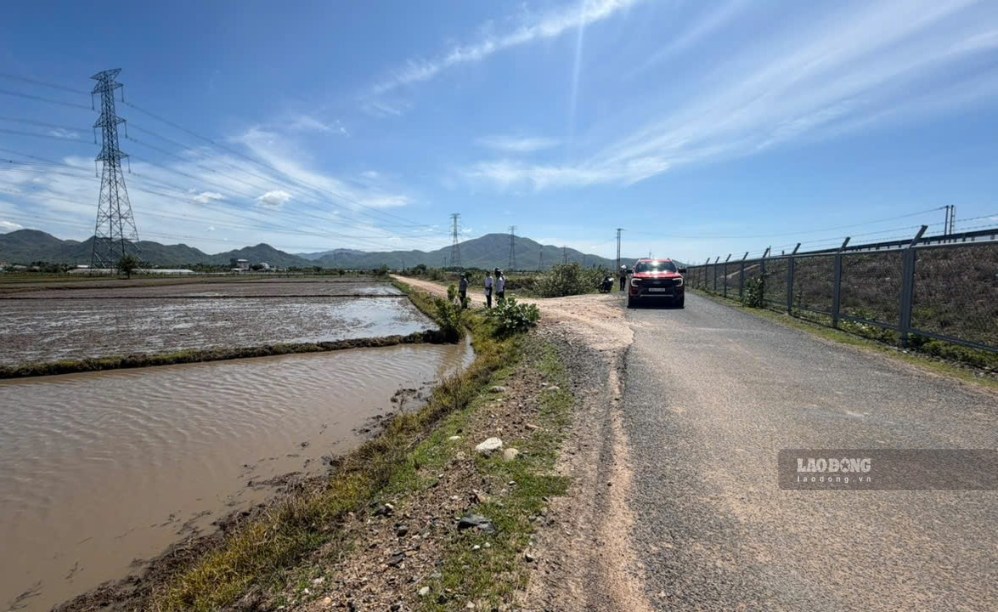 Các đơn vị đi khảo sát mặt bằng thi công trạm dừng nghỉ trên cao tốc Vĩnh Hảo - Phan Thiết tại xã Tuy Phong. Ảnh: Duy Tuấn