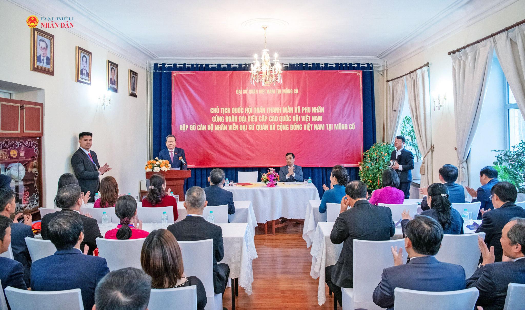 Chủ tịch Quốc hội Trần Thanh Mẫn phát biểu tại cuộc gặp mặt.