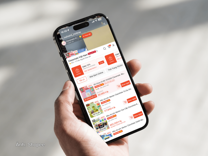 Classmate cải thiện tỷ lệ chuyển đổi với Shopee Live và Shopee Video.
