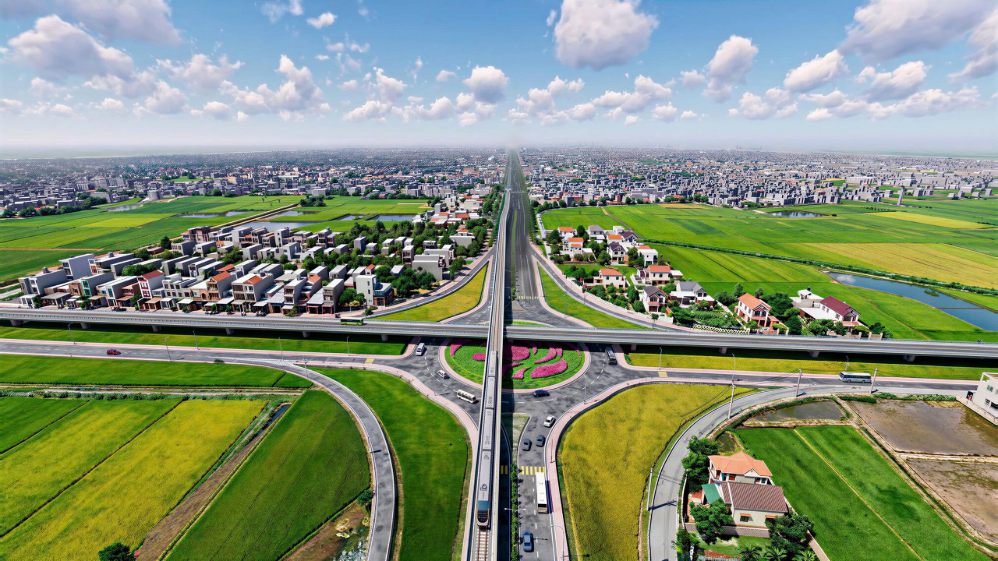 Phối cảnh Metro số 2 nối dài đi trên cao dọc Quốc lộ 22. Ảnh: Sở Xây dựng TPHCM