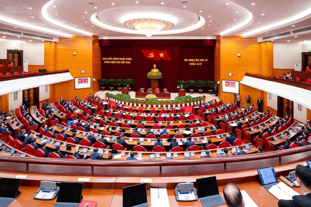 Sáng 5.10, Hội nghị lần thứ Tư Ban Chấp hành Trung ương Đảng khóa XIV khai mạc trọng thể tại Thủ đô Hà Nội. Ảnh: Chinhphu.vn