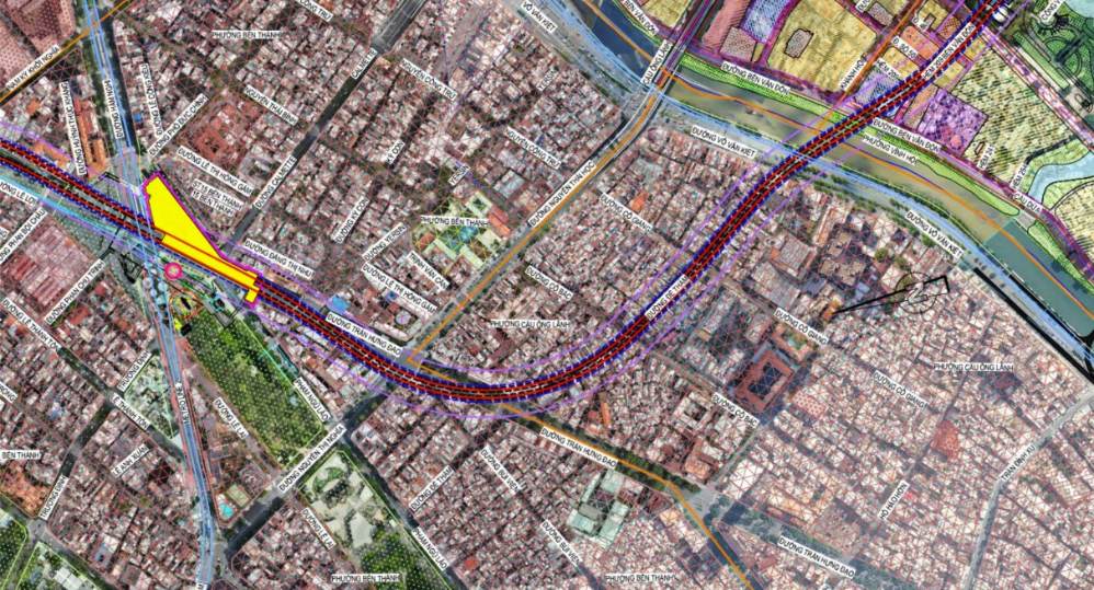 Hướng tuyến Metro số 4 đi ngầm qua trung tâm. Ảnh: Liên danh tư vấn