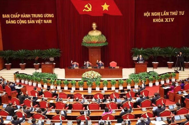 Phiên Khai mạc Hội nghị lần thứ tư Ban Chấp hành Trung ương Đảng khóa XIV. Ảnh: Phương Hoa/TTXVN