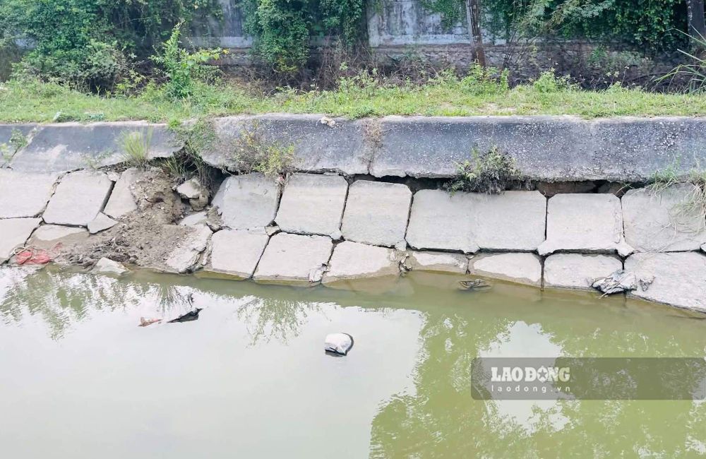 Nhiều đoạn kênh bị sụt lún, sạt trượt. Ảnh: Quách Du (chụp ngày 11.10.2026)