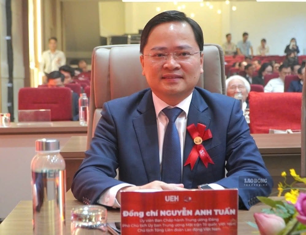 Ông Nguyễn Anh Tuấn, Ủy viên Trung ương Đảng, Chủ tịch Tổng Liên đoàn Lao động Việt Nam tại buổi lễ. Ảnh: Chân Phúc