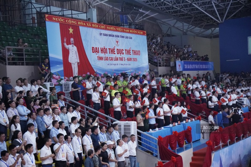 Lễ khai mạc Đại hội Thể dục thể thao tỉnh Lào Cai lần thứ Nhất năm 2026. Ảnh: Đinh Đại